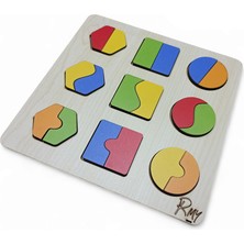 Montessori Ahşap Geometrik Şekiller Parça-Bütün Bul-Tak-Çıkar