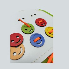 Montessori Ahşap Yelek ve Düğmeler Ip Geçirme