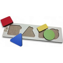 Montessori Ahşap Geometrik Şekiller  Bul-Tak-Çıkar 4 Şekil