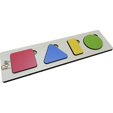 Montessori Ahşap Geometrik Şekiller  Bul-Tak-Çıkar 4 Şekil