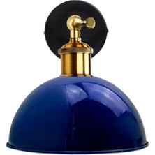 Riolight Vintage,retro1,rustik1 Mavi 1 x E27 Eskitme1 Duylu Masallı Tekli Duvar Aplik Şapka ÇAP:23 cm