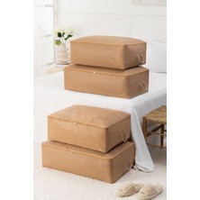 Rek Home 4'lü Balıksırtı Desenli Baza Altı Yastık Yorgan Kazak Hurcu