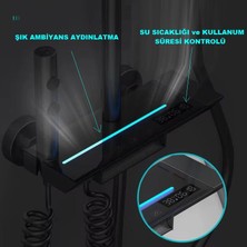 Rena Design Siyah Dijital Ekran  Piyano Fonksiyonel Akıllı Duş Sistem Banyo Batarya Robot Yağmurlam Ambiyans LED