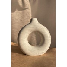 2'li Dekoratif Iskandinav Donut Vazo, Ev Ofis Dekoru, Bohem Pinterest Siyah ve Beyaz Vazo Set