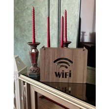 Modem Saklama Kutusu - 25X18X9 cm Dekoratif Ahşap Modem Saklama Kutusu Modem Rafı