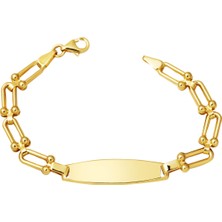 Bilezikci Tiffany Zincirli Altın Çocuk Künyesi 14 Ayar