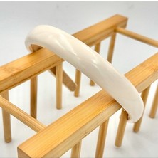 BYM401 Ithal Ince Deri Yumuşak Kırık Beyaz Günlük Spor Şık  Kadın Saç Tacı Aksesuar