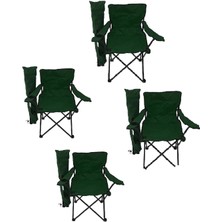 4 Adet Çantalı Katlanır Kamp Sandalyesi Rejisör Katlanabilir Piknik Plaj Sandalyesi Haki