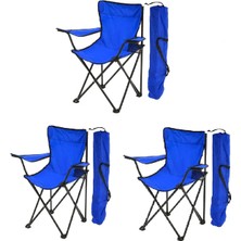 3 Adet Çantalı Katlanır Kamp Sandalyesi Rejisör Katlanabilir Piknik Plaj Sandalyesi Mavi