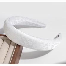 ByMerve BYM404 Saten Beyaz Gelin Nişan Nikah Mini Desenli Abiye Kadın Saç Tacı