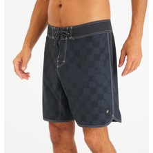Olaian Erkek Uzun 18" Deniz Şortu/ Boardshort - Siyah - 500 CHECKY