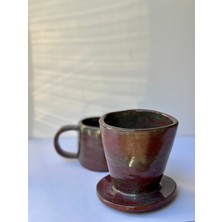Kabile V60 Dripper Ve Kupa Seti Seramik El Yapımı Takım