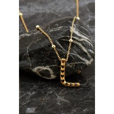 Sümer Telkari Kalpli Altın Kaplama L Harf Gümüş Balon Kolye 8048