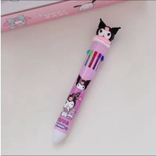 Kuromi Sanrio 10 Renkli Tükenmez Jel Kalem 1 Kalemde Okul Kırtasiye Ofis Doğum Günü Hediye