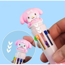 Kuromi Sanrio 10 Renkli Tükenmez Jel Kalem 1 Kalemde Okul Kırtasiye Ofis Doğum Günü Hediye