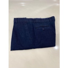 Rahat Kesim Likralı Pamuklu Erkek Baba Lacivert Keten Pantolon