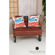 Ersperto Summer Püsküllü Keten Dekoratif Kırlent Kılıfı Yastık Kılıfı 1 Adet 43 x 43 cm