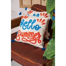 Ersperto Summer Püsküllü Keten Dekoratif Kırlent Kılıfı Yastık Kılıfı 1 Adet 43 x 43 cm