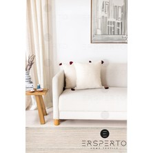 Ersperto Otantica Püsküllü Keten Dekoratif Kırlent Kılıfı Yastık Kılıfı 1 Adet 43 x 43 cm