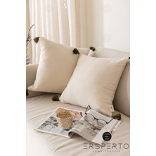 Ersperto Otantica Püsküllü Keten Dekoratif Kırlent Kılıfı Yastık Kılıfı 1 Adet 43 x 43 cm