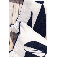Ersperto Marin Serisi Kayık Punch Panç Desen Nakışlı Kırlent Kılıfı 1 Adet 43 x 43 cm
