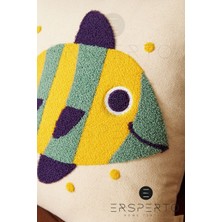 Ersperto Marin Serisi Gemi Desen Punch Panç Desen Nakışlı Kırlent Kılıfı 1 Adet 43 x 43 cm