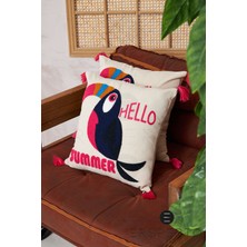 Ersperto Summer Püsküllü Keten Dekoratif Kırlent Kılıfı Yastık Kılıfı 1 Adet 43 x 43 cm
