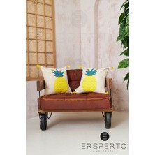 Ersperto Summer Püsküllü Keten Dekoratif Kırlent Kılıfı Yastık Kılıfı 1 Adet 43 x 43 cm