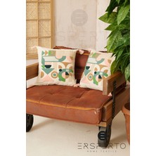 Ersperto Bohem Püsküllü Keten Dekoratif Kırlent Kılıfı Yastık Kılıfı 1 Adet 43 x 43 cm