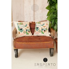 Ersperto Bohem Püsküllü Keten Dekoratif Kırlent Kılıfı Yastık Kılıfı 1 Adet 43 x 43 cm