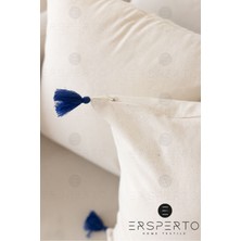 Ersperto Otantica Püsküllü Keten Dekoratif Kırlent Kılıfı Yastık Kılıfı 1 Adet 43 x 43 cm