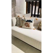 Ersperto Çocuk Odası Serisi Punch Panç Desen Nakışlı Kırlent Kılıfı 1 Adet 43 x 43 cm