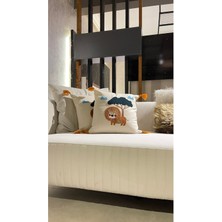 Ersperto Çocuk Odası Serisi Punch Panç Desen Nakışlı Kırlent Kılıfı 1 Adet 43 x 43 cm