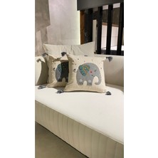 Ersperto Çocuk Odası Serisi Punch Panç Desen Nakışlı Kırlent Kılıfı 1 Adet 43 x 43 cm