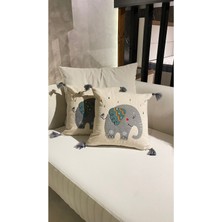Ersperto Çocuk Odası Serisi Punch Panç Desen Nakışlı Kırlent Kılıfı 1 Adet 43 x 43 cm
