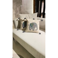 Ersperto Çocuk Odası Serisi Punch Panç Desen Nakışlı Kırlent Kılıfı 1 Adet 43 x 43 cm
