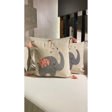 Ersperto Çocuk Odası Serisi Punch Panç Desen Nakışlı Kırlent Kılıfı 1 Adet 43 x 43 cm