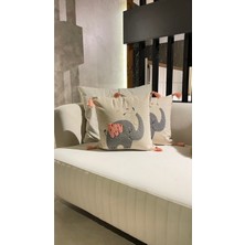 Ersperto Çocuk Odası Serisi Punch Panç Desen Nakışlı Kırlent Kılıfı 1 Adet 43 x 43 cm