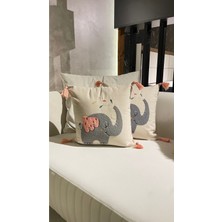 Ersperto Çocuk Odası Serisi Punch Panç Desen Nakışlı Kırlent Kılıfı 1 Adet 43 x 43 cm