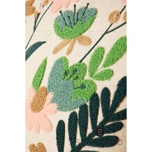 Ersperto Çiçek Püsküllü Keten Dekoratif Kırlent Kılıfı Yastık Kılıfı 1 Adet 43 x 43 cm