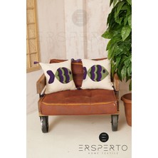 Ersperto Marin Serisi Gemi Desen Punch Panç Desen Nakışlı Kırlent Kılıfı 1 Adet 43 x 43 cm
