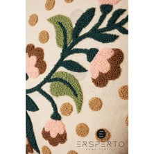 Ersperto Çiçek Püsküllü Keten Dekoratif Kırlent Kılıfı Yastık Kılıfı 1 Adet 43 x 43 cm