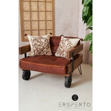 Ersperto Çiçek Püsküllü Keten Dekoratif Kırlent Kılıfı Yastık Kılıfı 1 Adet 43 x 43 cm