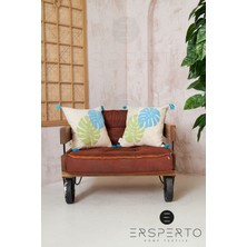 Summer Püsküllü Keten Dekoratif Kırlent Kılıfı Yastık Kılıfı 1 Adet 43 x 43 cm