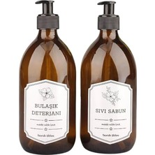 300ML Amber Kahverengi Cam Şişe Sıvı Sabunluk Bulaşık Deterjanlık Mutfak Düzenleyici