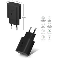 Samsung Galaxy A33 A34 A35 A52 A53 A54 A55 5g Uyumlu Şarj Adaptörü(Başlık) Süper Hızlı Type-C 25W Pd Siyah