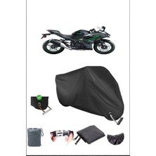 Kawasaki Ninja 500 Için Kilit Uyumlu Siyah Motosiklet Branda, Güvenli, Su Geçirmez