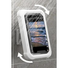 Nirnisa Beyaz Renk Su Geçirmez Telefon Tutucu Banyo Mutfak Duvara Monte Dokunmatik Ekran Telefon Kılıfı