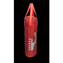 Toprak Sport Bandaj ve Karabina Hediyeli Çocuk Boks Torbası 7-9 Yaş Için 50X20 cm Içi Dolu Toprak Sport