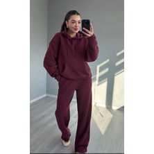 Nice Boutique 3 Iplik Şardonlu Plazzo Kapüşonlu Eşofman Takımı
